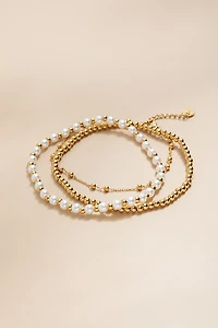 Donna Stainless Steel Pearl Bracelet Set