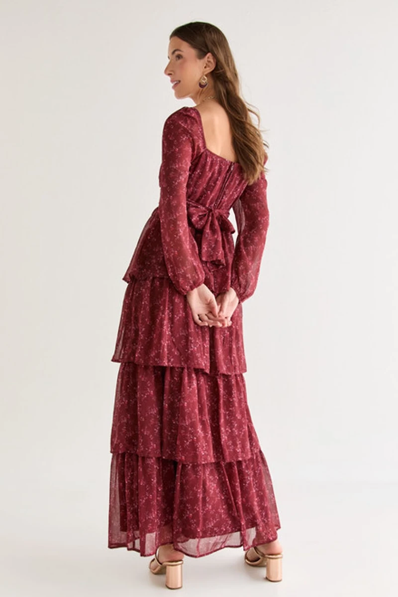 Stevie Floral Tiered Bow Back Maxi Dress