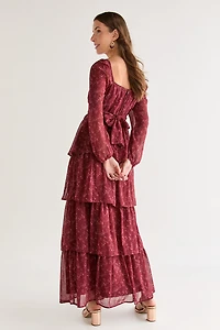 Stevie Floral Tiered Bow Back Maxi Dress