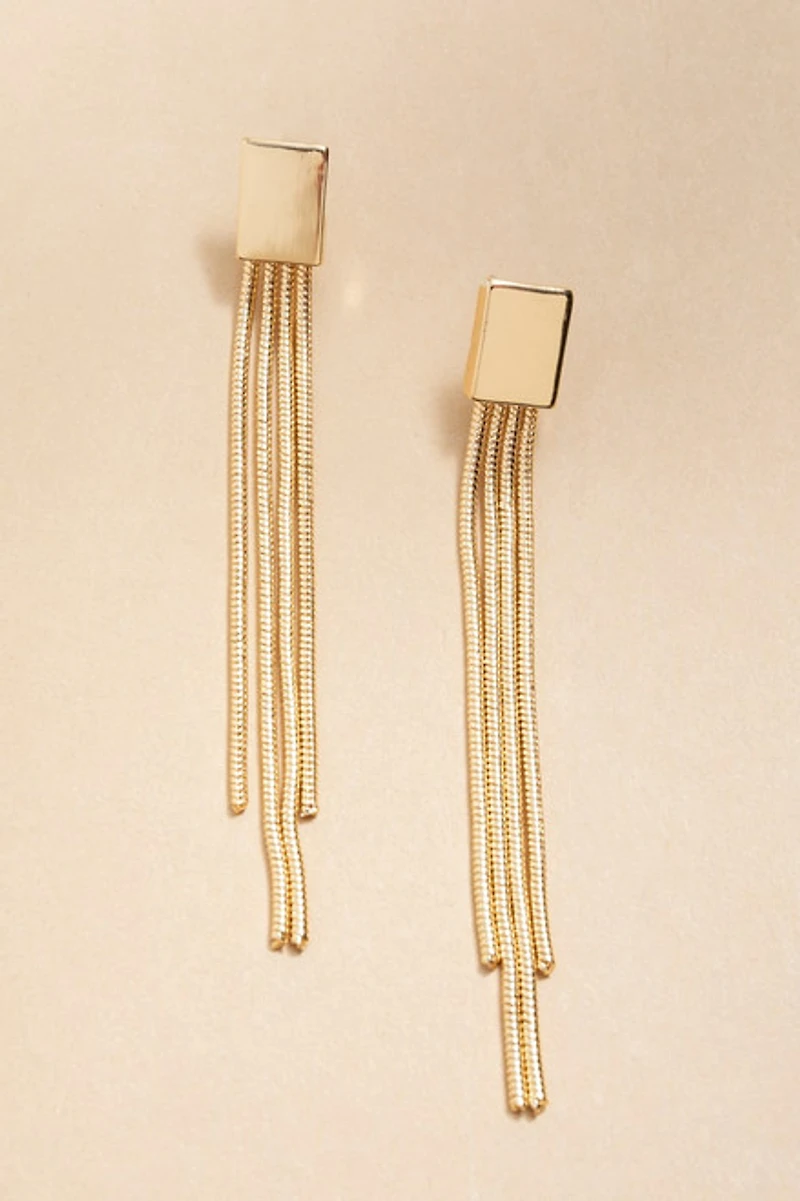 Gloria Rectangle Snake Dangle Drop Earrings