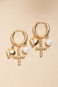 Marci Mixed Shaky Charm Huggie Earrings