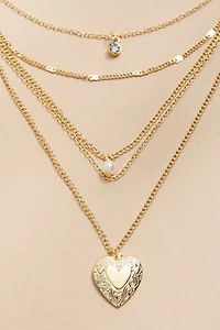 Alison Layered Gold Chain Mix Pendant Necklace