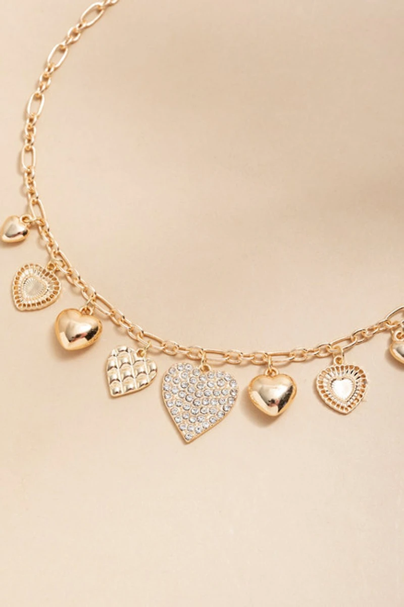 Patsy Mixed Heart Charm Pendant Necklace