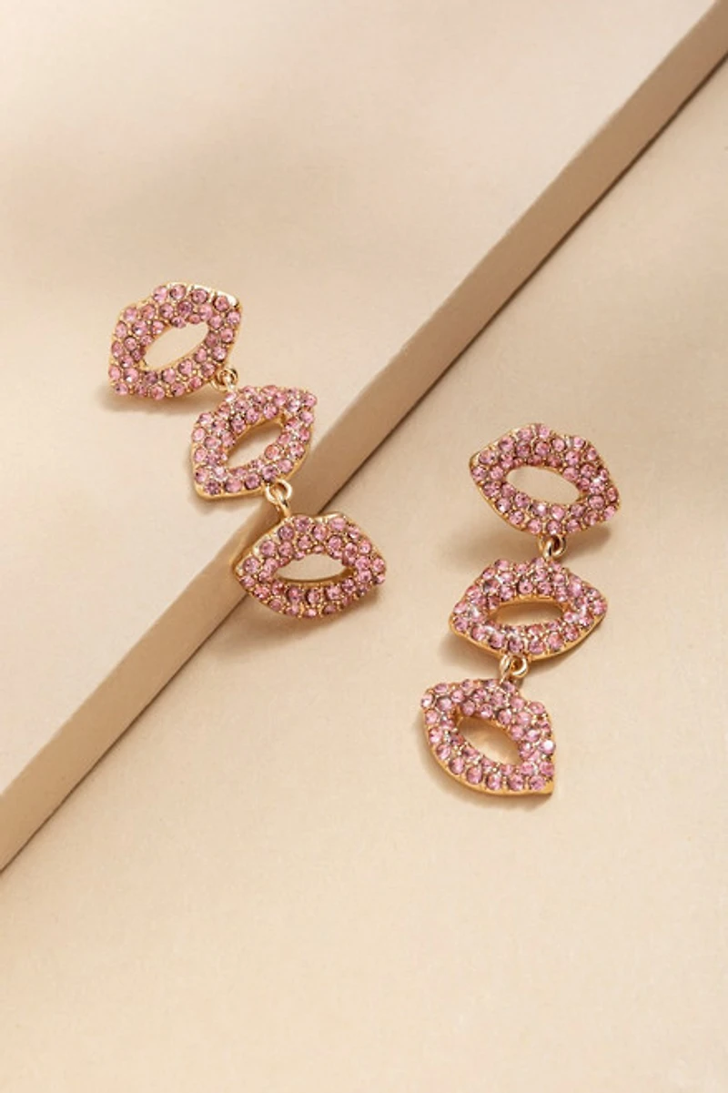 Allie Pave Lips Linear Drop Earrings