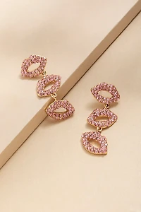 Allie Pave Lips Linear Drop Earrings