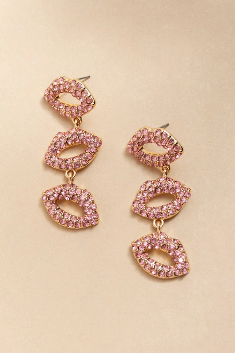 Allie Pave Lips Linear Drop Earrings