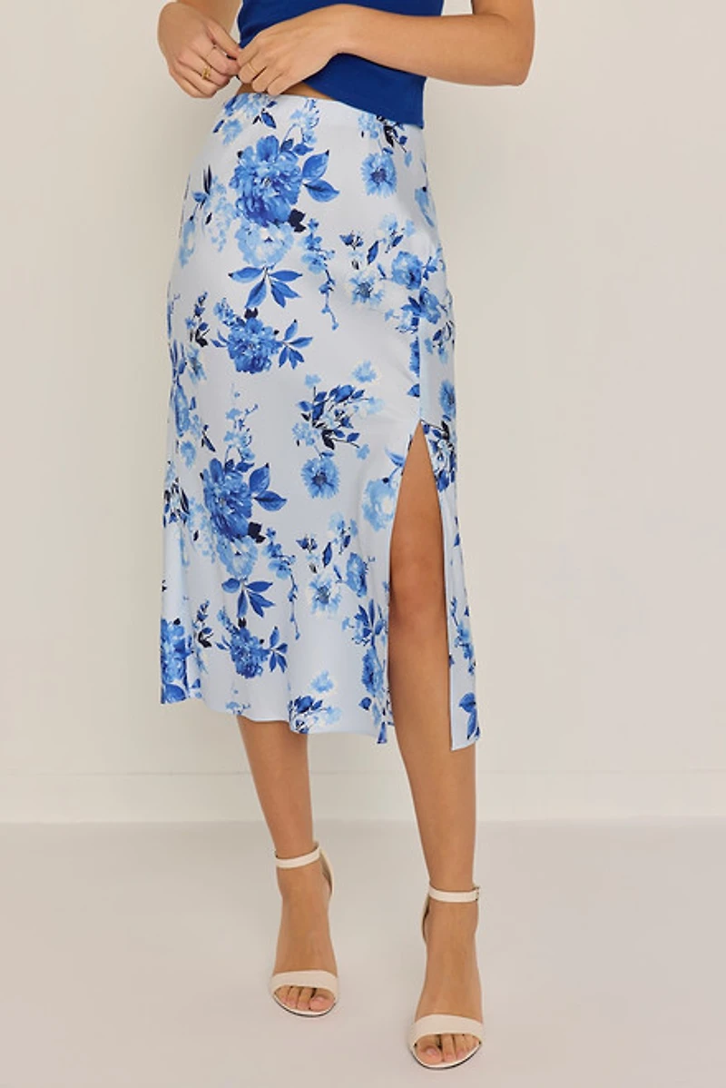 Kimberly Floral Satin Midi Skirt