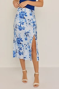 Kimberly Floral Satin Midi Skirt
