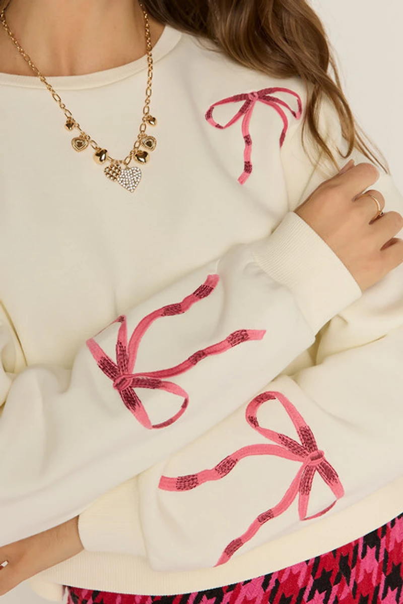 Emily Bow Embroidery Sweatshirt