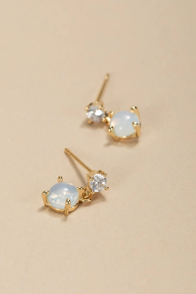 Marcy Moonstone And Crystal Mini Drop Earrings