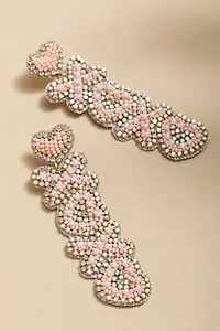 XOXO Sparkle Dangle Beaded Drop Earrings