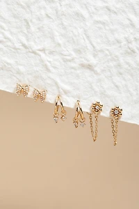 Kathy Mixed Style Pave Gold Earring Set