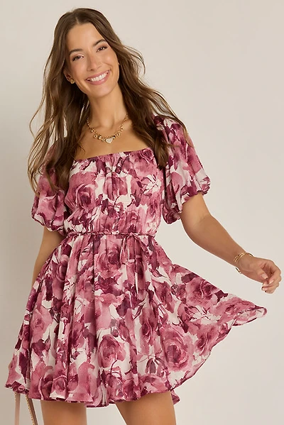 Millie Puff Sleeve Floral Mini Dress