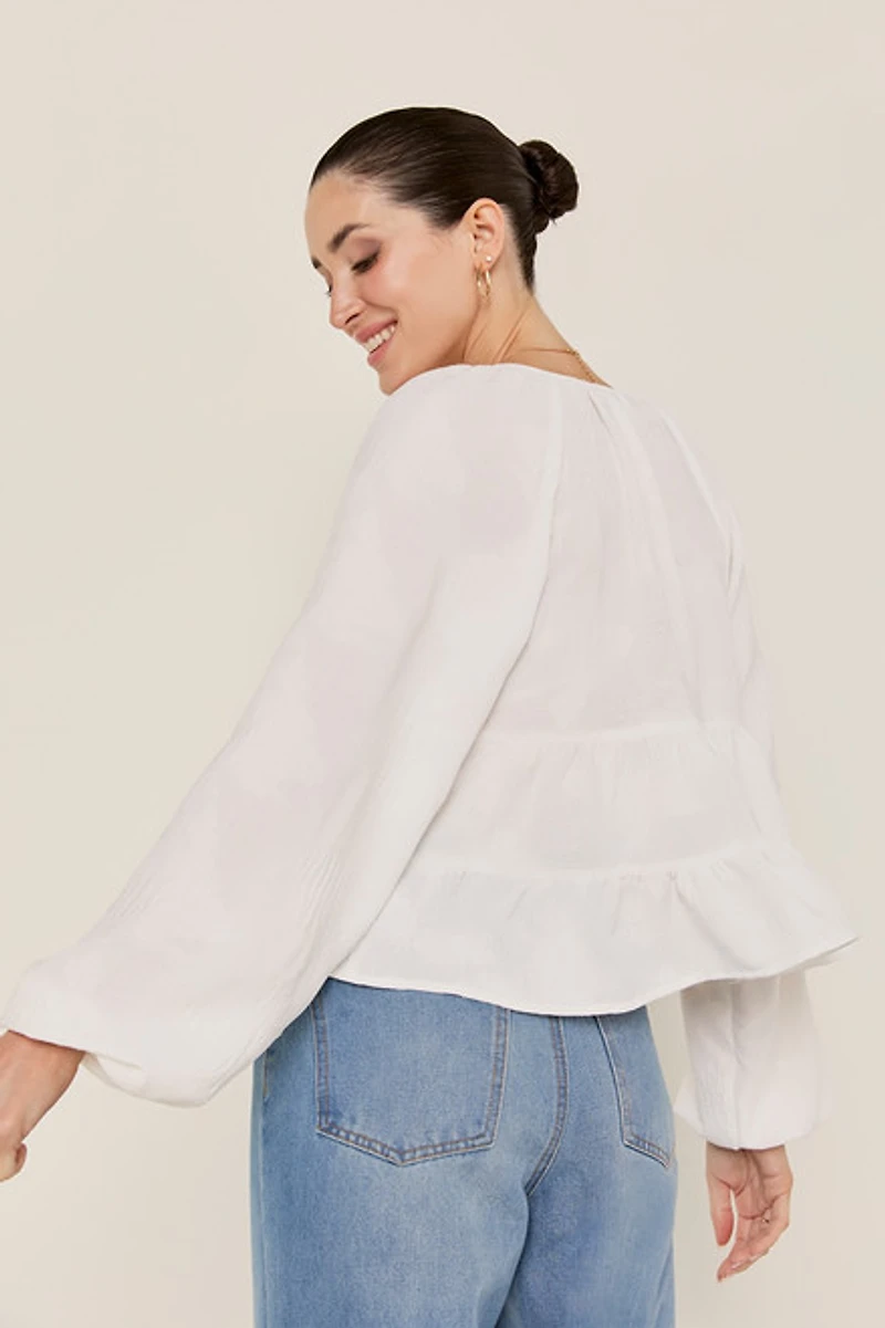 Holly Bow Front Tiered Blouse