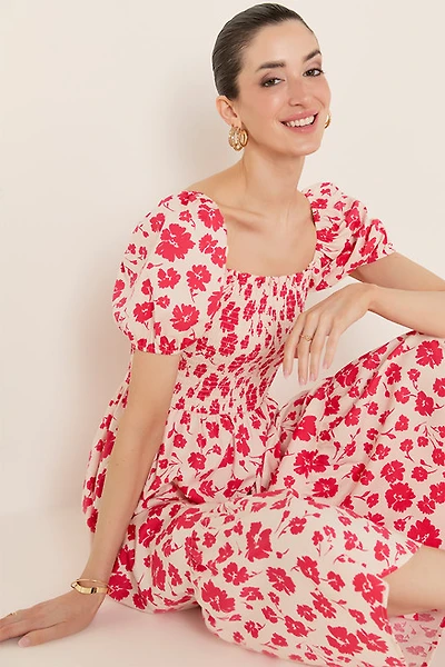 Ines Puff Sleeve Floral Maxi Dress