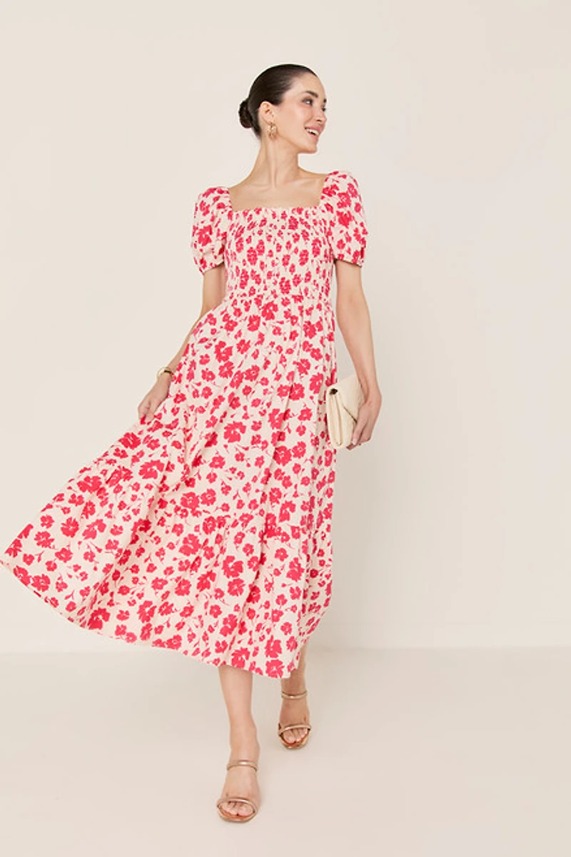 Ines Puff Sleeve Floral Maxi Dress