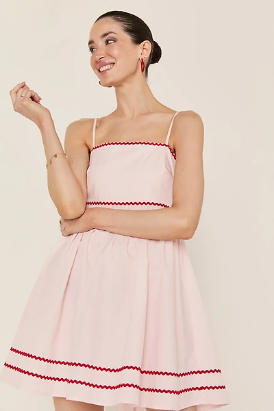 Kelly Bow Back Ric Rac Pattern Mini Dress