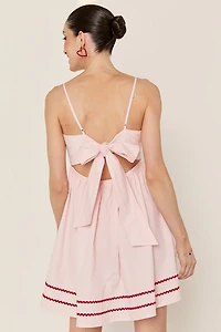 Kelly Bow Back Ric Rac Pattern Mini Dress
