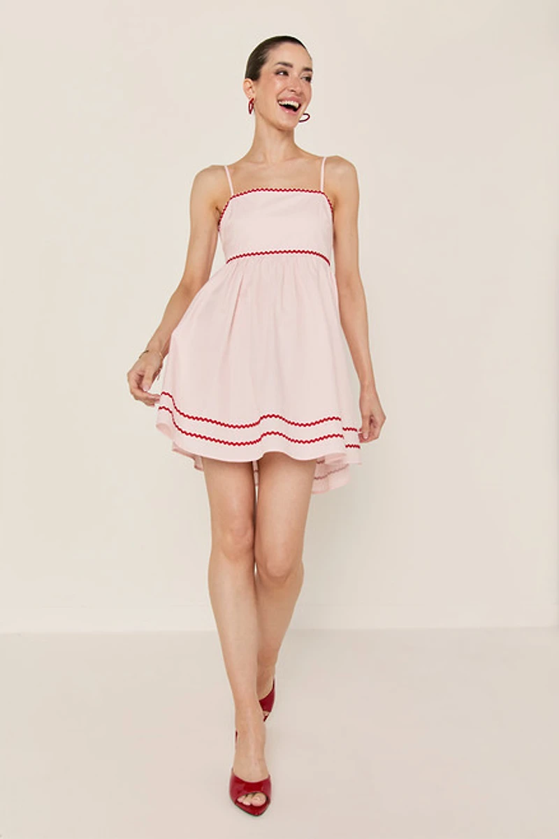 Kelly Bow Back Ric Rac Pattern Mini Dress