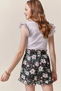 Hello Franki Floral Ruffle Shorts for girls