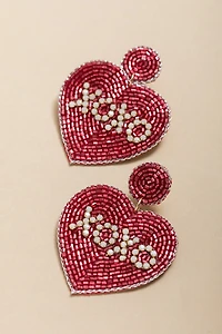 XOXO Seedbead Heart Drop Earrings