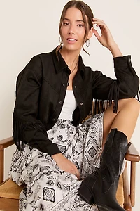 Rita Faux Suede Button Down Jacket