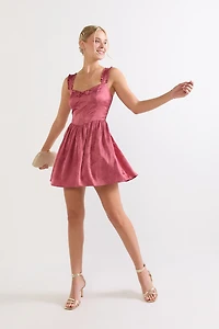 Amanda Jacquard Fit And Flare Mini Dress