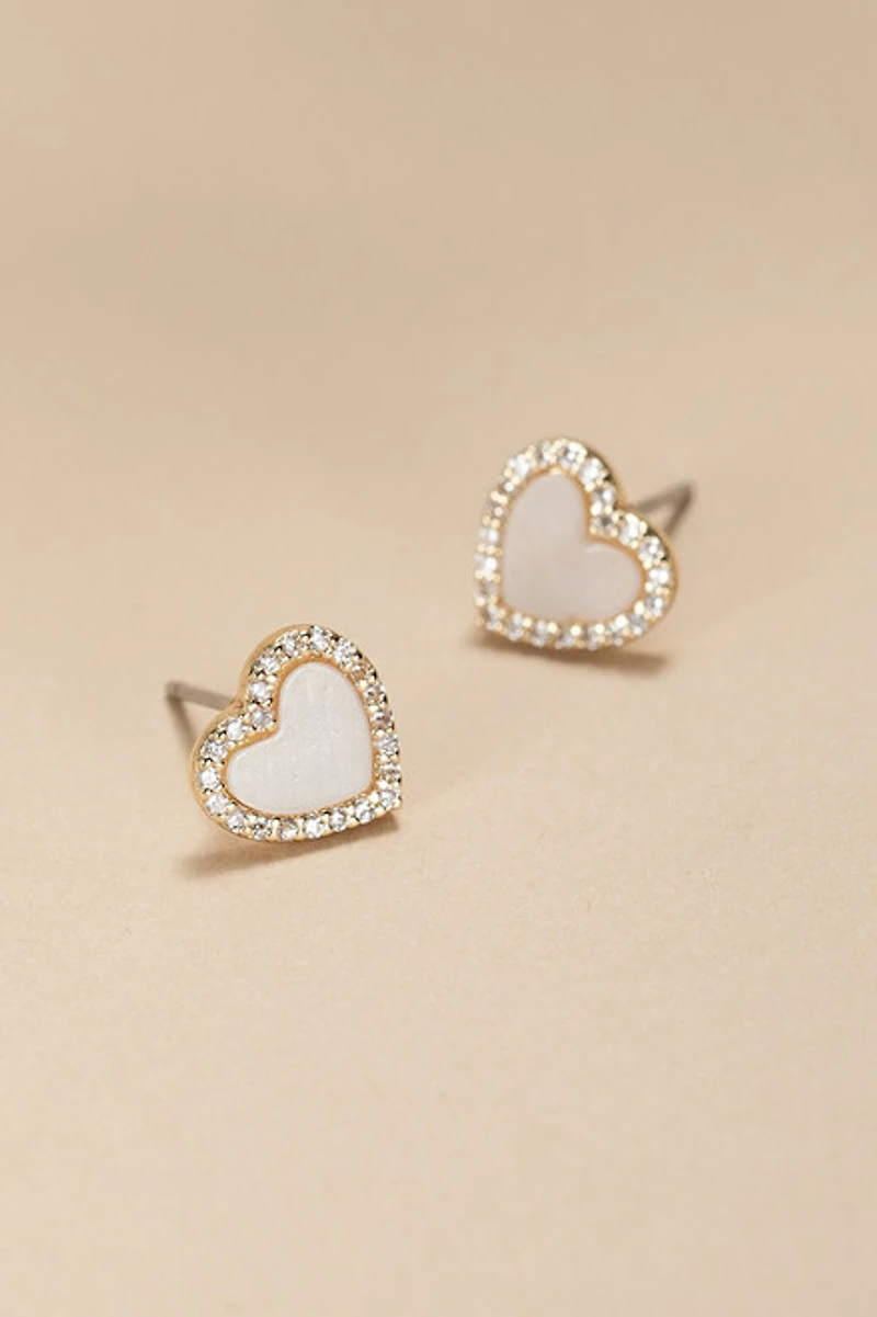 Brenda Heart With Pave Outline Earrings