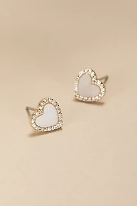 Brenda Heart With Pave Outline Earrings