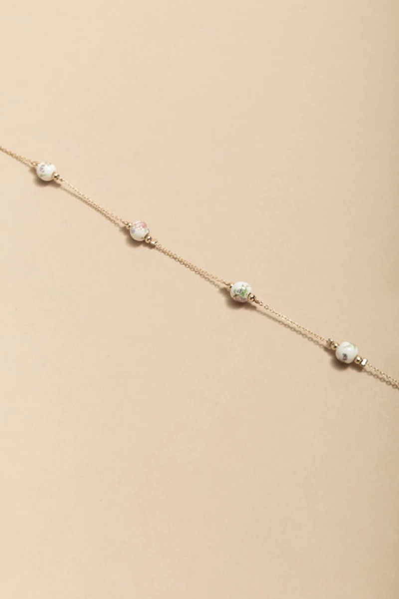 Melinda Ceramic Bead Station Chain Necklace
