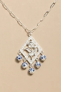 Tommie Rose With Ceramic Beads Pendant Necklace