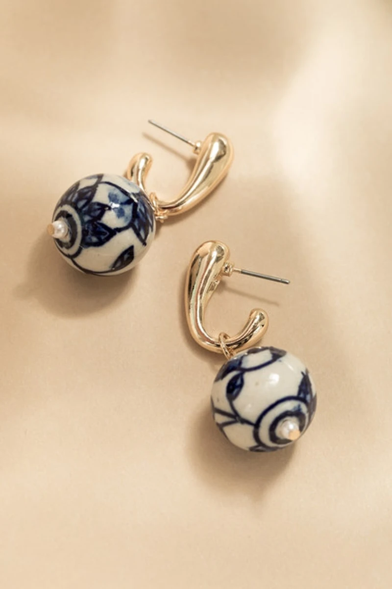 Kelsey Ceramic Charm On Gold Earrings