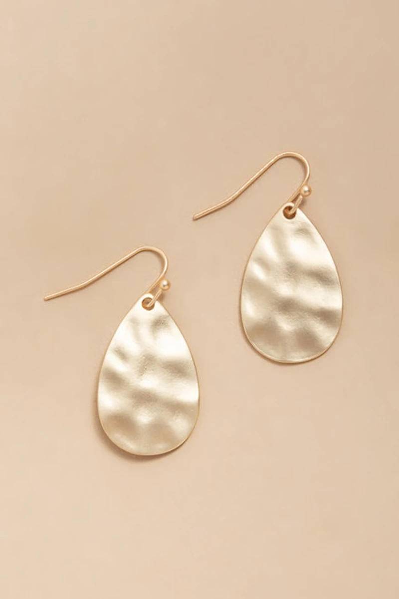Alice Satin Hammered Teardrop Earrings
