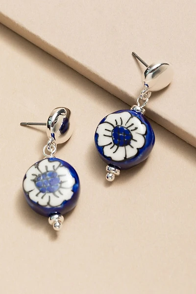 Marla Vintage Ceramic Flower Drop Earrings