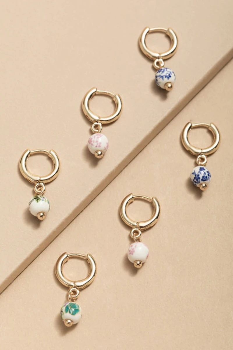 Betsy Ceramic Charm Huggie Set