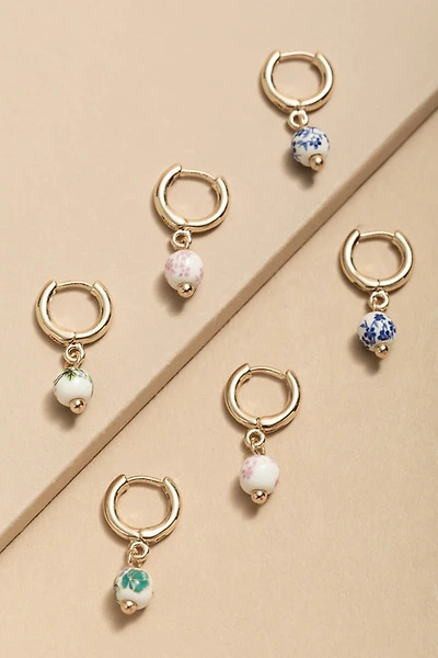 Betsy Ceramic Charm Huggie Set