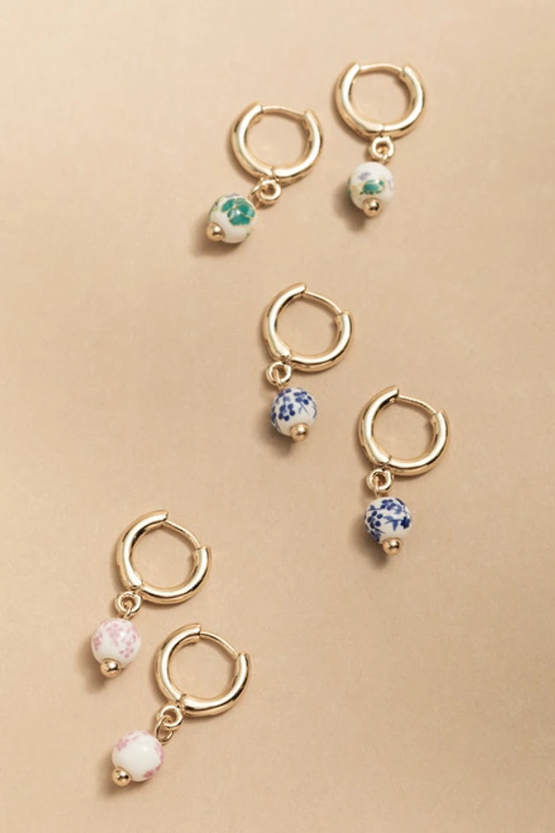Betsy Ceramic Charm Huggie Set