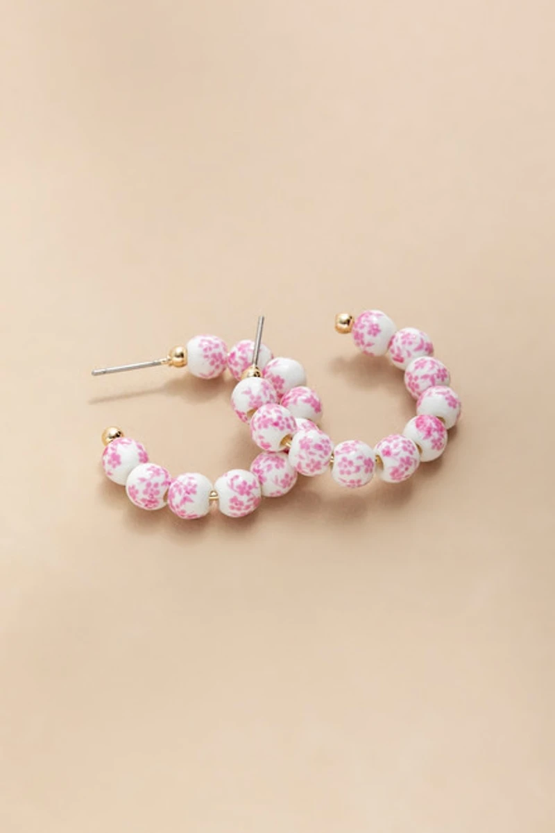 Rosa Ceramic Ball Hoop Earrings