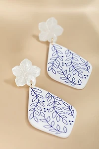 Janna Two Tone Floral Ceramic Drop Earrings