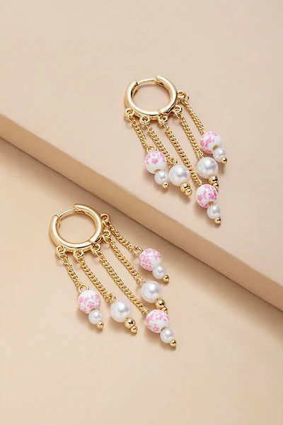 Kristie Linear Ceramic Drop Huggie Earrings