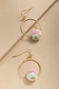 Dianne Ceramic Ball On Thin Wire Hoop Earrings
