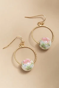 Dianne Ceramic Ball On Thin Wire Hoop Earrings