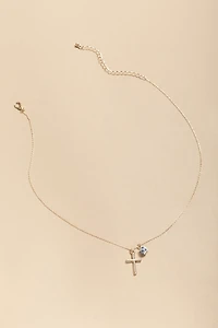 Victoria Ceramic Bead And Cross Pendant Necklace