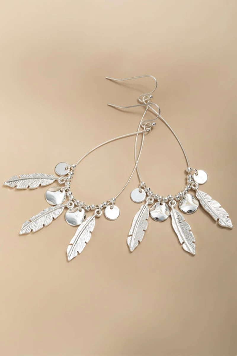 Hallie Shaky Leaf Charm Teardrop Earrings