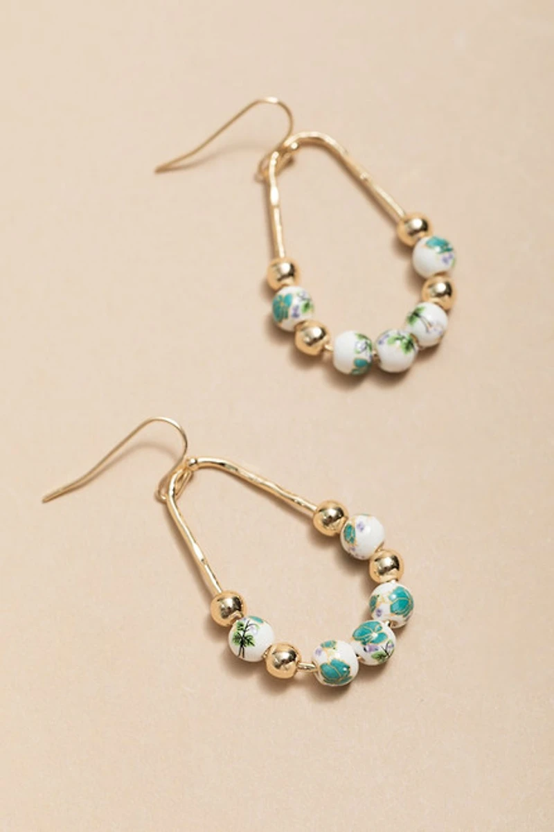 Ines Ceramic Bead On Teardrop Earrings