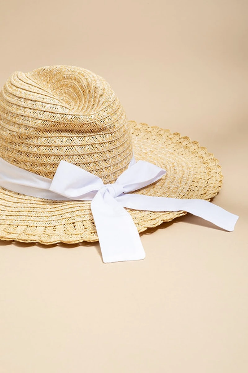 Elenor Scallop Straw Panama Hat