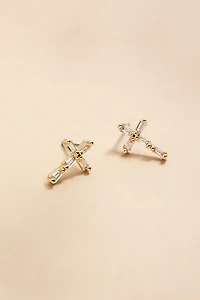 Elma Baguette Cross Stud Earrings