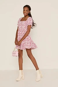 Keri Puff Sleeve Ruffle Tiered Mini Dress