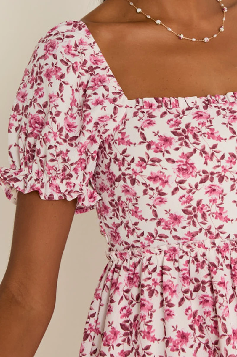 Keri Puff Sleeve Ruffle Tiered Mini Dress