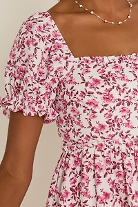 Keri Puff Sleeve Ruffle Tiered Mini Dress